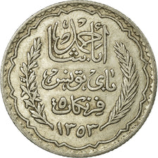 Coin, Tunisia, Ahmad Pasha Bey, 5 Francs, AH 1353/1934, Paris, EF(40-45)