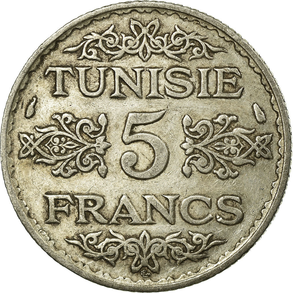 Coin, Tunisia, Ahmad Pasha Bey, 5 Francs, AH 1353/1934, Paris, EF(40-45)