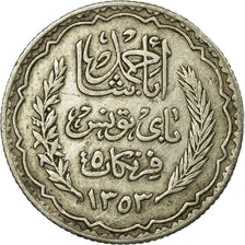 Moneta, Tunisia, Ahmad Pasha Bey, 5 Francs, AH 1353/1934, Paris, EF(40-45)