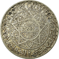 Coin, Morocco, Mohammed V, 10 Francs, AH 1352/1933, Paris, EF(40-45), Silver