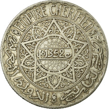 Coin, Morocco, Mohammed V, 10 Francs, AH 1352/1933, Paris, EF(40-45), Silver