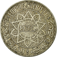Coin, Morocco, Mohammed V, 10 Francs, AH 1352/1933, Paris, VF(30-35), Silver