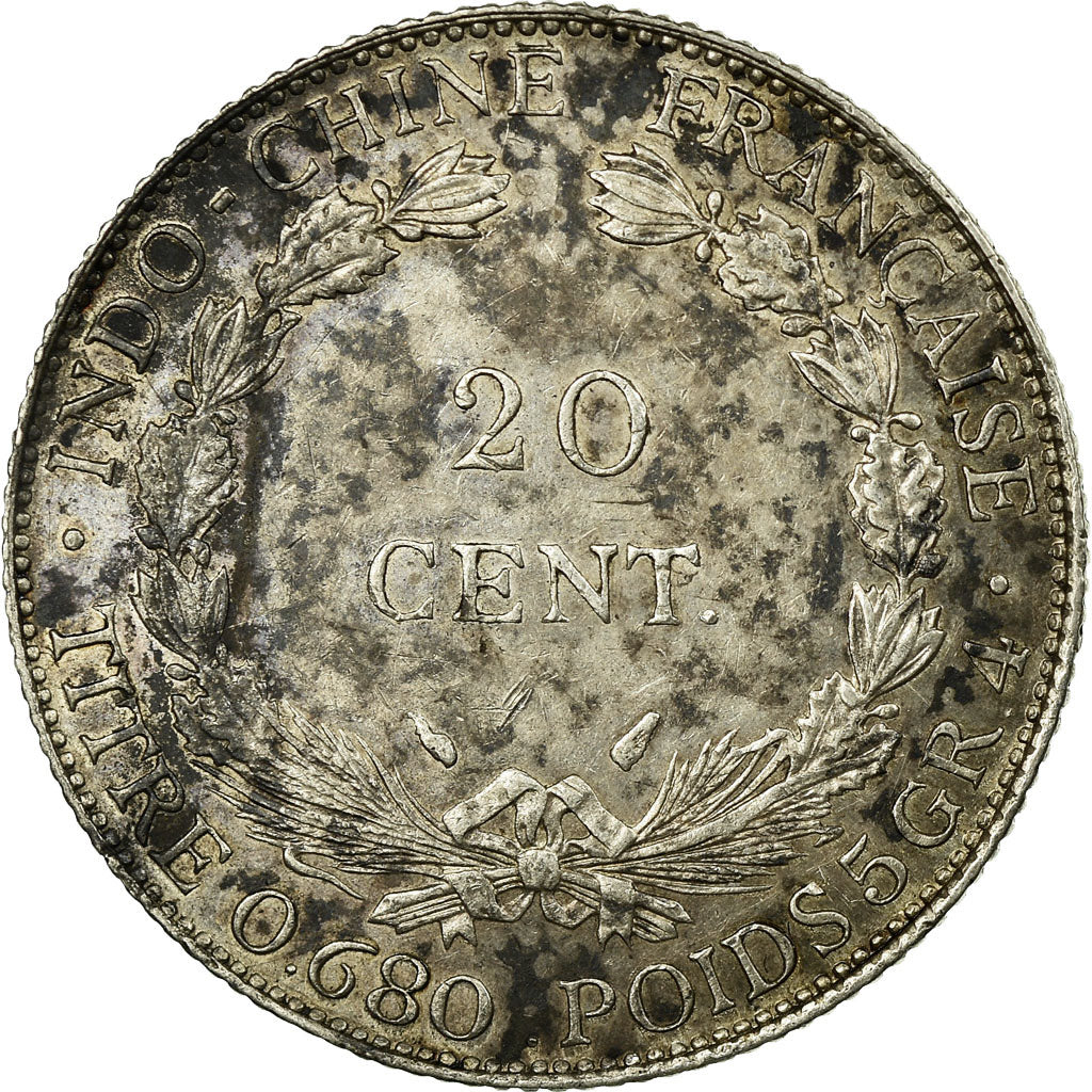 Coin, FRENCH INDO-CHINA, 20 Cents, 1937, Paris, EF(40-45), Silver, KM:17.2