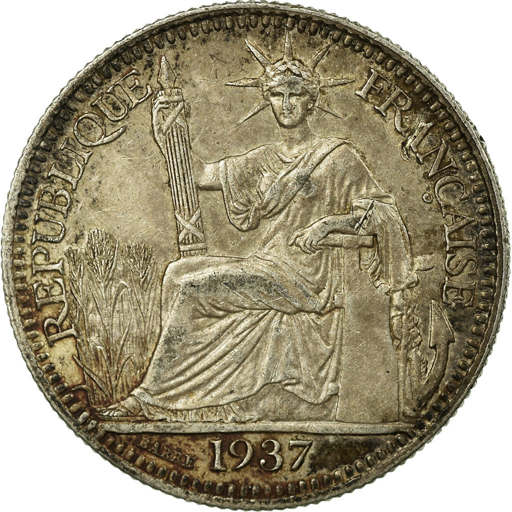 Coin, FRENCH INDO-CHINA, 10 Cents, 1937, Paris, VF(20-25), Silver, KM:16.2
