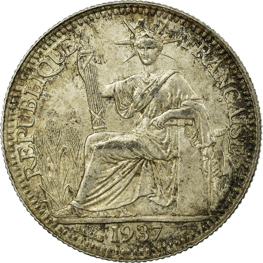 Coin, FRENCH INDO-CHINA, 10 Cents, 1937, Paris, VF(20-25), Silver, KM:16.2