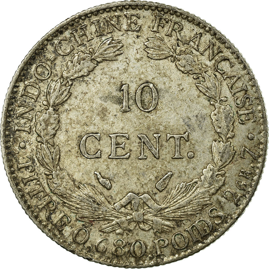 Coin, FRENCH INDO-CHINA, 10 Cents, 1937, Paris, VF(20-25), Silver, KM:16.2