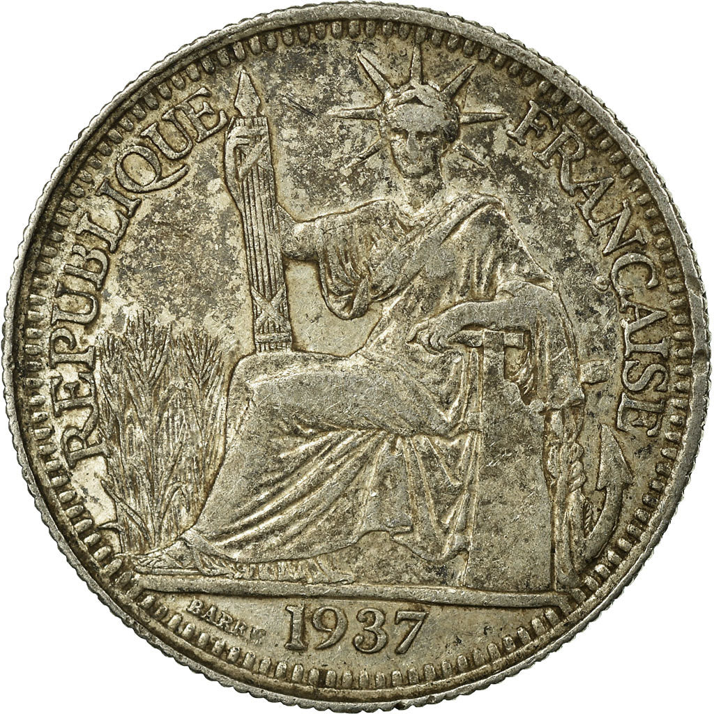 Coin, FRENCH INDO-CHINA, 10 Cents, 1937, Paris, VF(20-25), Silver, KM:16.2