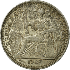 Coin, FRENCH INDO-CHINA, 10 Cents, 1937, Paris, VF(20-25), Silver, KM:16.2
