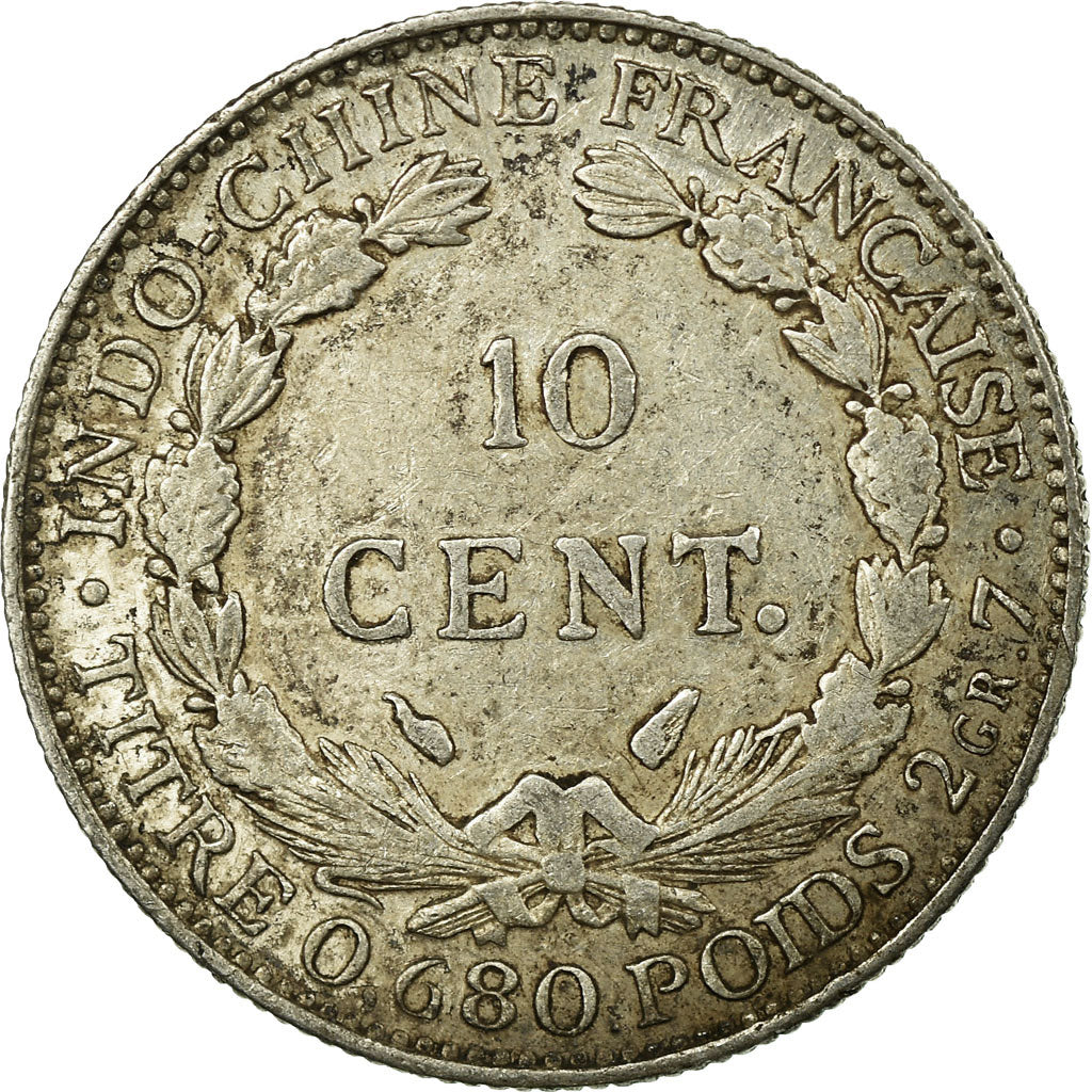 Coin, FRENCH INDO-CHINA, 10 Cents, 1937, Paris, VF(20-25), Silver, KM:16.2