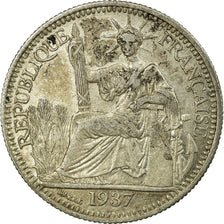 Coin, FRENCH INDO-CHINA, 10 Cents, 1937, Paris, VF(30-35), Silver, KM:16.2