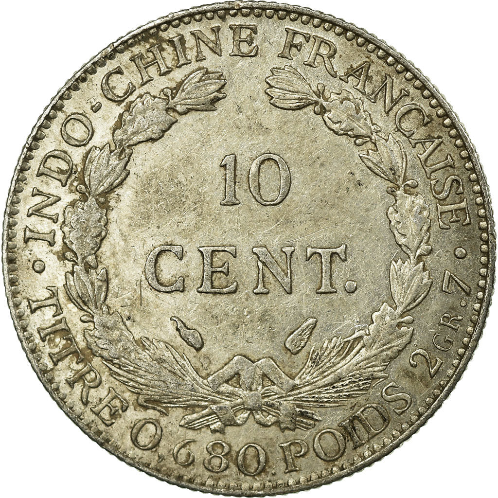 Coin, FRENCH INDO-CHINA, 10 Cents, 1937, Paris, VF(30-35), Silver, KM:16.2