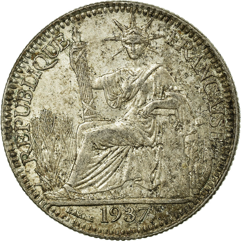 Coin, FRENCH INDO-CHINA, 10 Cents, 1937, Paris, VF(30-35), Silver, KM:16.2