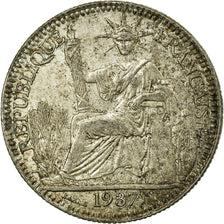 Coin, FRENCH INDO-CHINA, 10 Cents, 1937, Paris, VF(30-35), Silver, KM:16.2