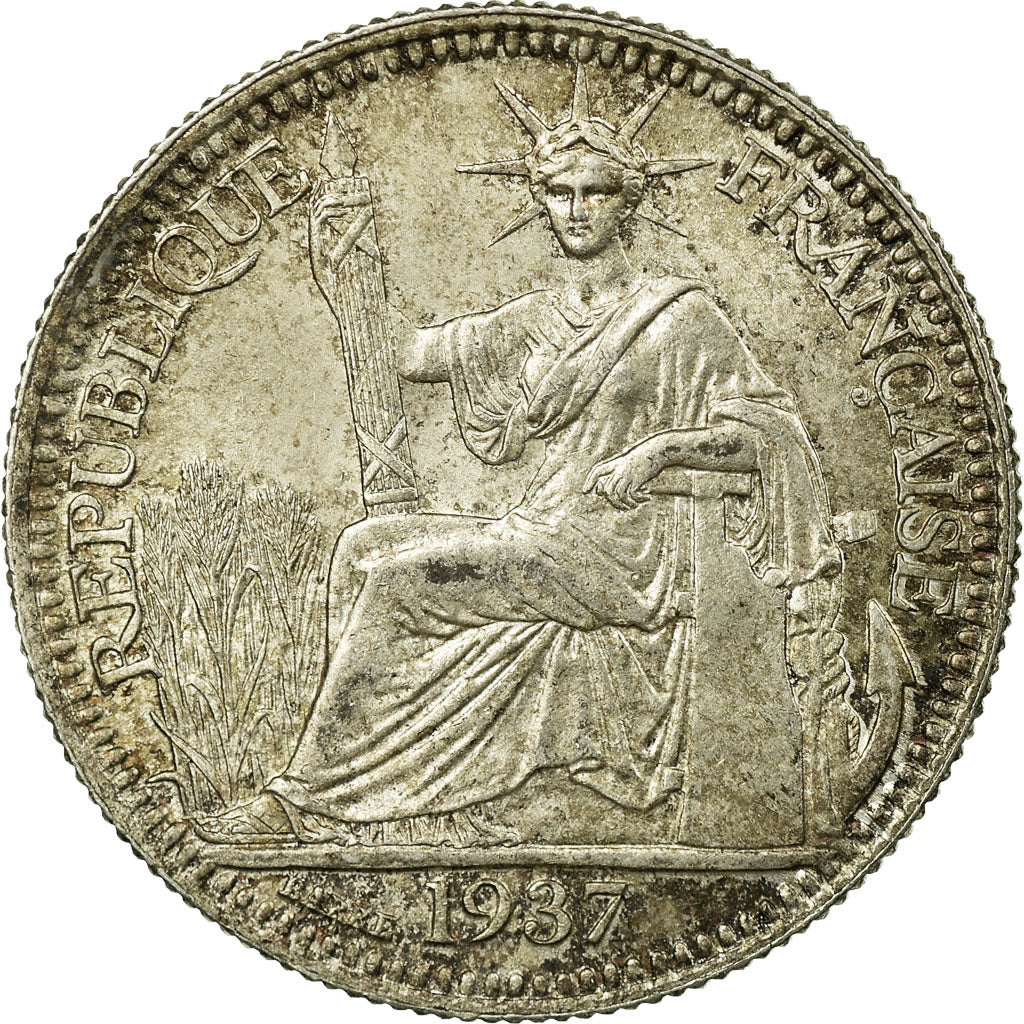Coin, FRENCH INDO-CHINA, 10 Cents, 1937, Paris, VF(30-35), Silver, KM:16.2