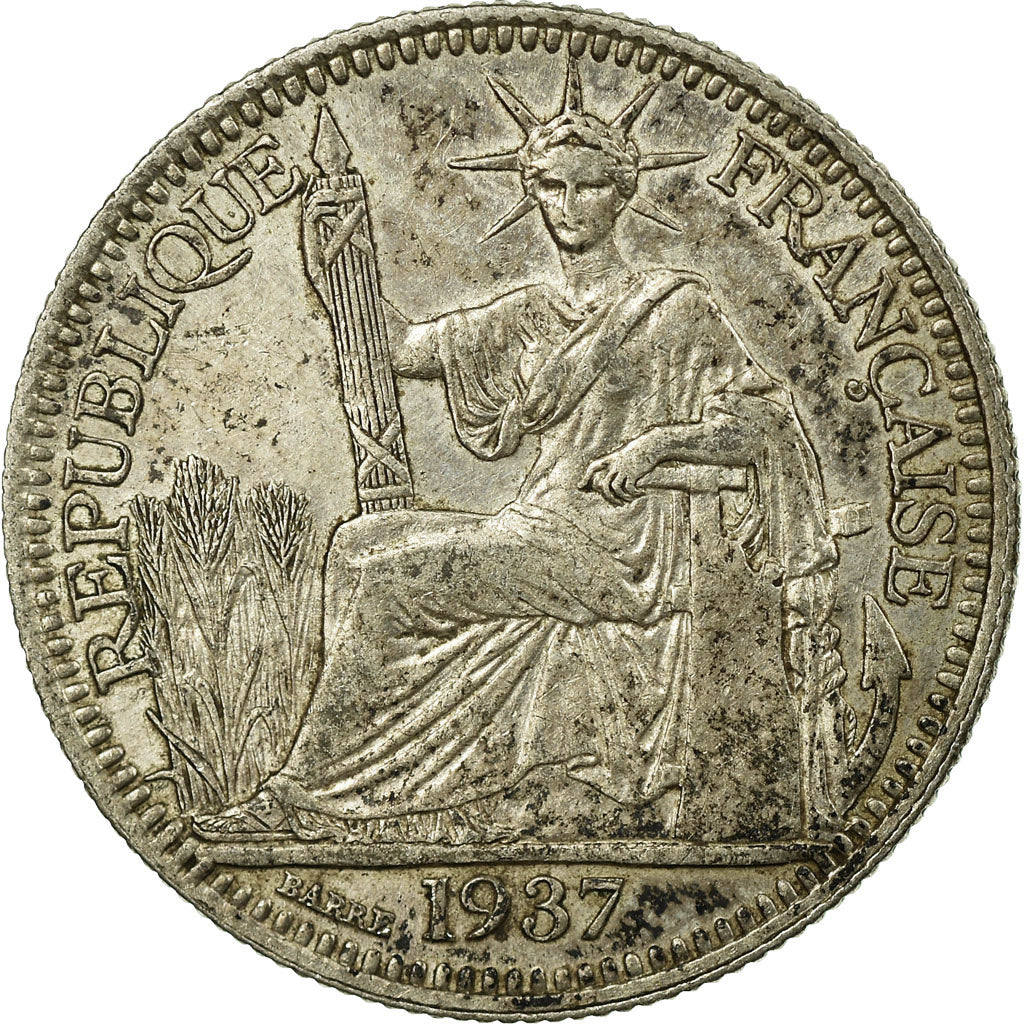 Monnaie, FRENCH INDO-CHINA, 10 Cents, 1937, Paris, TTB, Argent, KM:16.2
