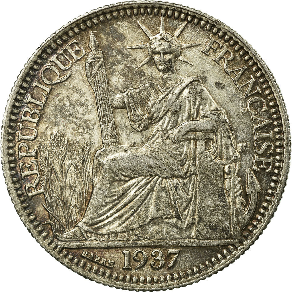 Monnaie, FRENCH INDO-CHINA, 10 Cents, 1937, Paris, TTB, Argent, KM:16.2