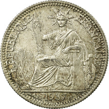 Moeda, INDOCHINA FRANCESA, 10 Cents, 1937, Paris, AU(50-53), Prata, KM:16.2