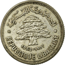 Münze, Lebanon, 50 Piastres, 1952, Utrecht, S+, Silber, KM:17