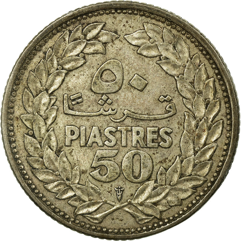 Münze, Lebanon, 50 Piastres, 1952, Utrecht, S+, Silber, KM:17