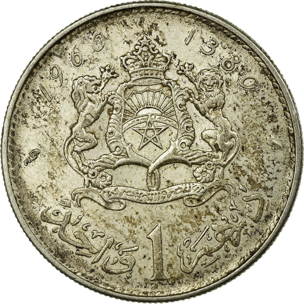 Coin, Morocco, Mohammed V, Dirham, AH 1380/1960, Paris, VF(30-35), Silver, KM:55