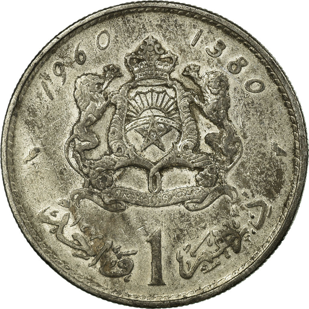 Coin, Morocco, Mohammed V, Dirham, AH 1380/1960, Paris, VF(30-35), Silver, KM:55