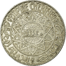 Coin, Morocco, Mohammed V, 5 Francs, AH 1352/1933, Paris, AU(50-53), Silver