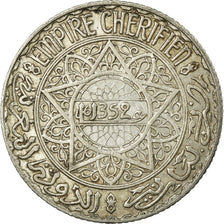 Coin, Morocco, Mohammed V, 5 Francs, AH 1352/1933, Paris, EF(40-45), Silver