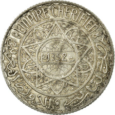 Coin, Morocco, Mohammed V, 5 Francs, AH 1352/1933, Paris, EF(40-45), Silver