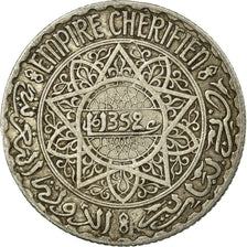 Coin, Morocco, Mohammed V, 5 Francs, AH 1352/1933, Paris, EF(40-45), Silver