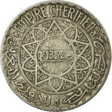 Coin, Morocco, Mohammed V, 5 Francs, AH 1352/1933, Paris, EF(40-45), Silver