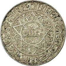 Coin, Morocco, Mohammed V, 5 Francs, AH 1352/1933, Paris, EF(40-45), Silver