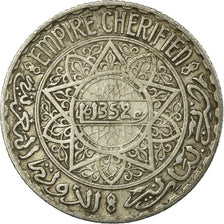 Coin, Morocco, Mohammed V, 5 Francs, AH 1352/1933, Paris, EF(40-45), Silver