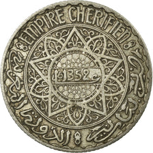 Coin, Morocco, Mohammed V, 5 Francs, AH 1352/1933, Paris, VF(30-35), Silver