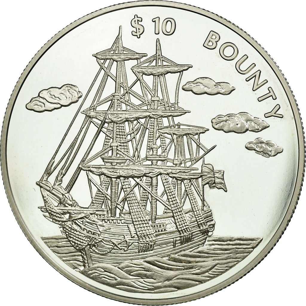 Moneta, Liberia, 10 Dollars, 1999, AU(55-58), Srebro