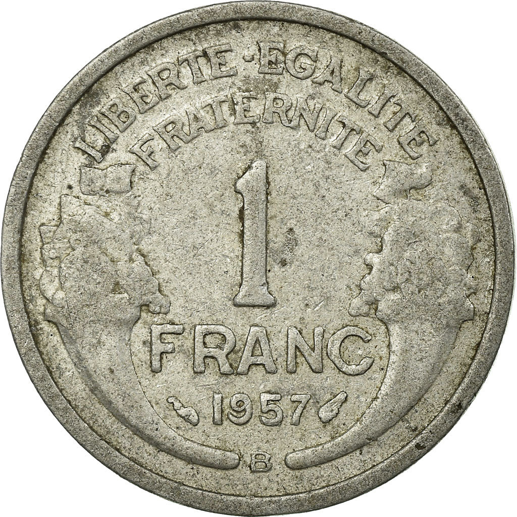 Moneda, Francia, Morlon, Franc, 1957, Beaumont - Le Roger, BC, Aluminio