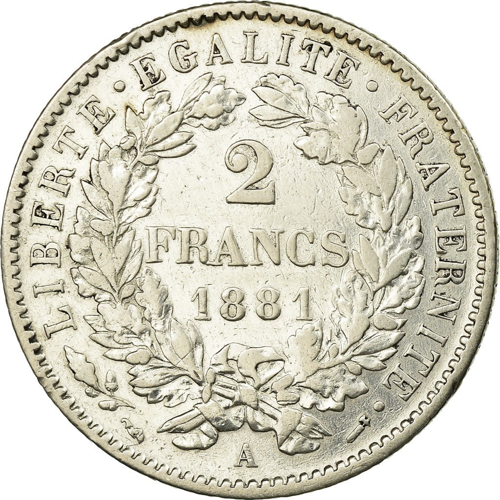 Coin, France, Cérès, 2 Francs, 1881, Paris, EF(40-45), Silver, KM:817.1