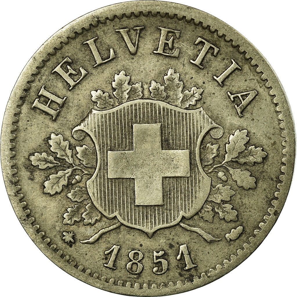 Coin, Switzerland, 10 Rappen, 1851, Bern, EF(40-45), Billon, KM:6