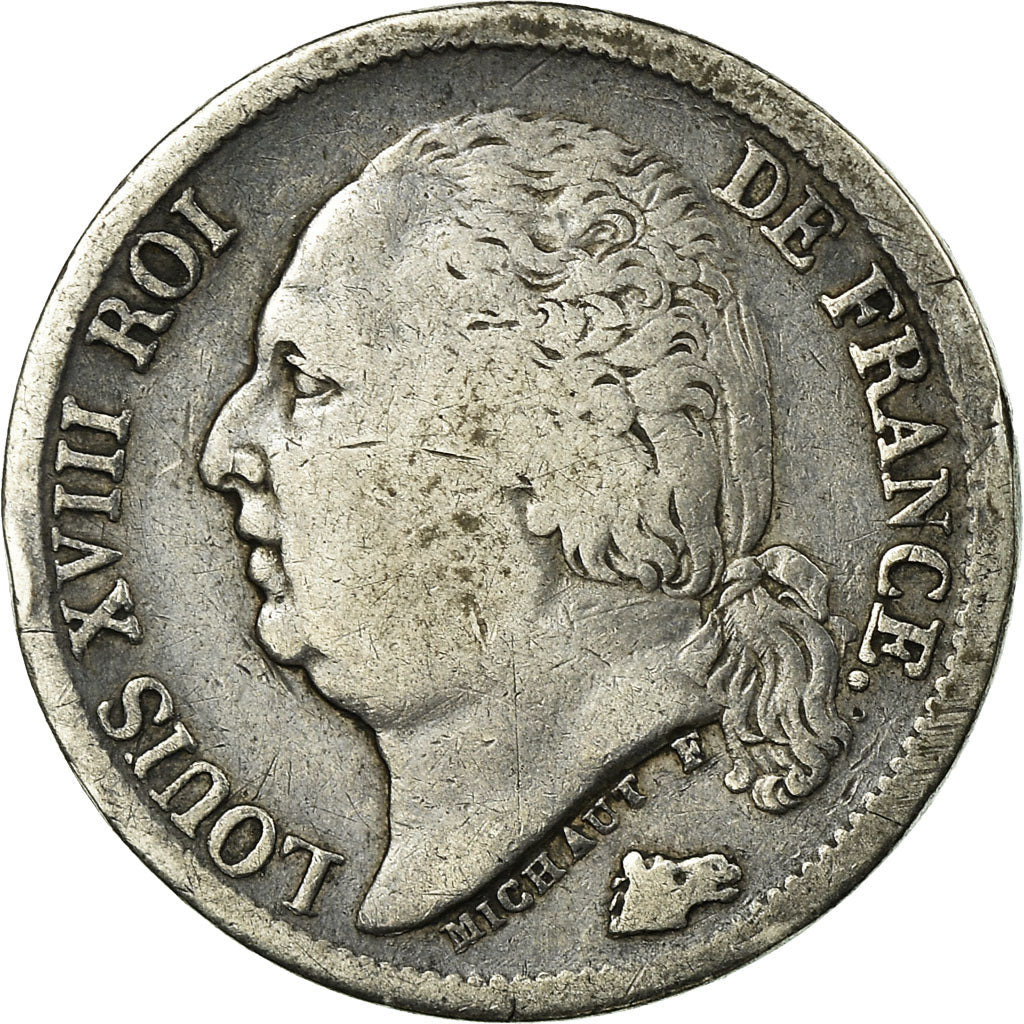 Moeda, França, Louis XVIII, Louis XVIII, 1/2 Franc, 1816, Paris, VF(20-25)