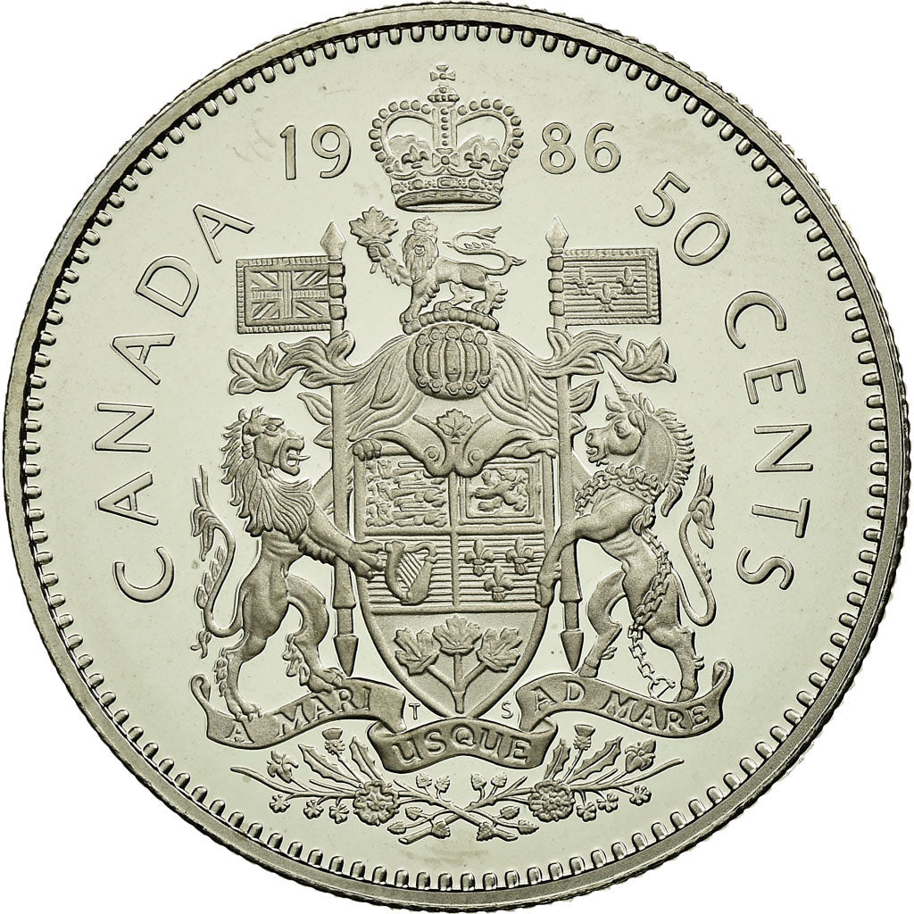Coin, Canada, Elizabeth II, 50 Cents, 1986, Royal Canadian Mint, Ottawa