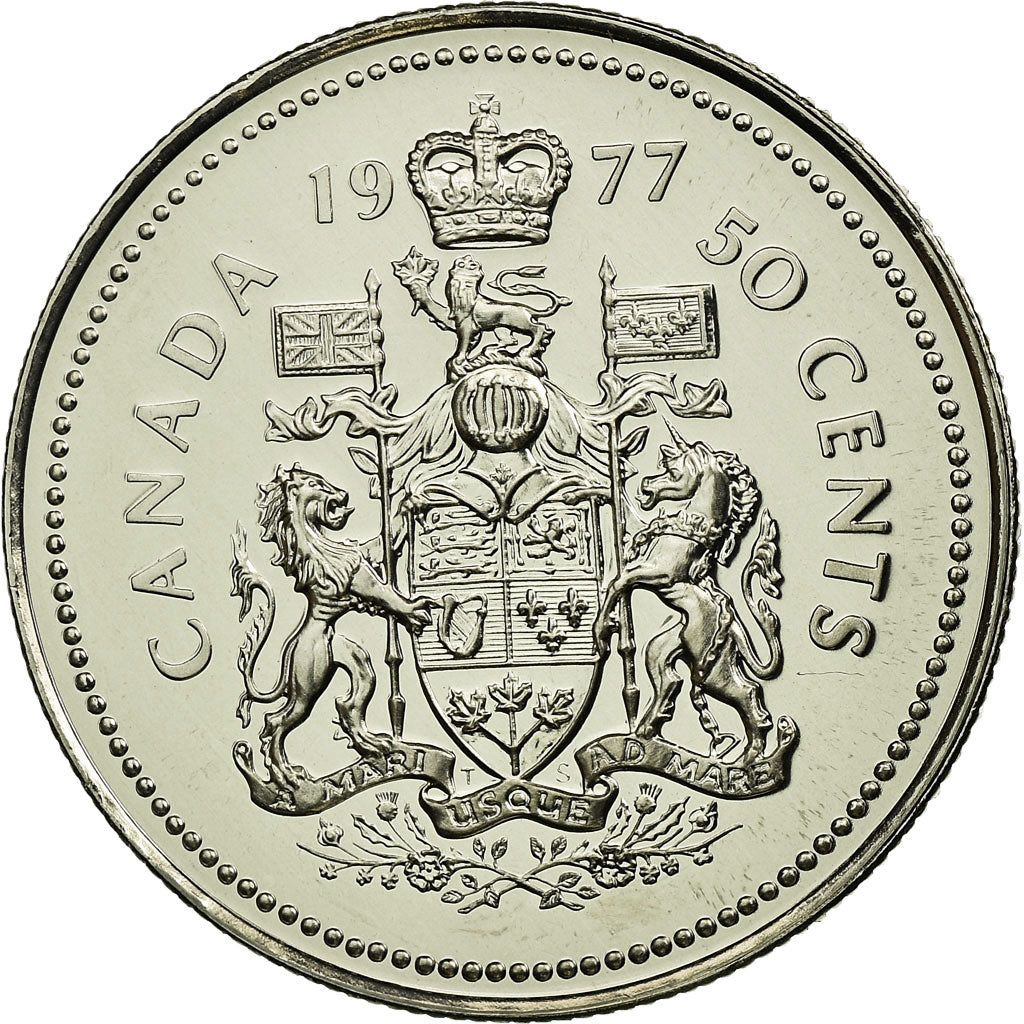 Coin, Canada, Elizabeth II, 50 Cents, 1977, Royal Canadian Mint, Ottawa