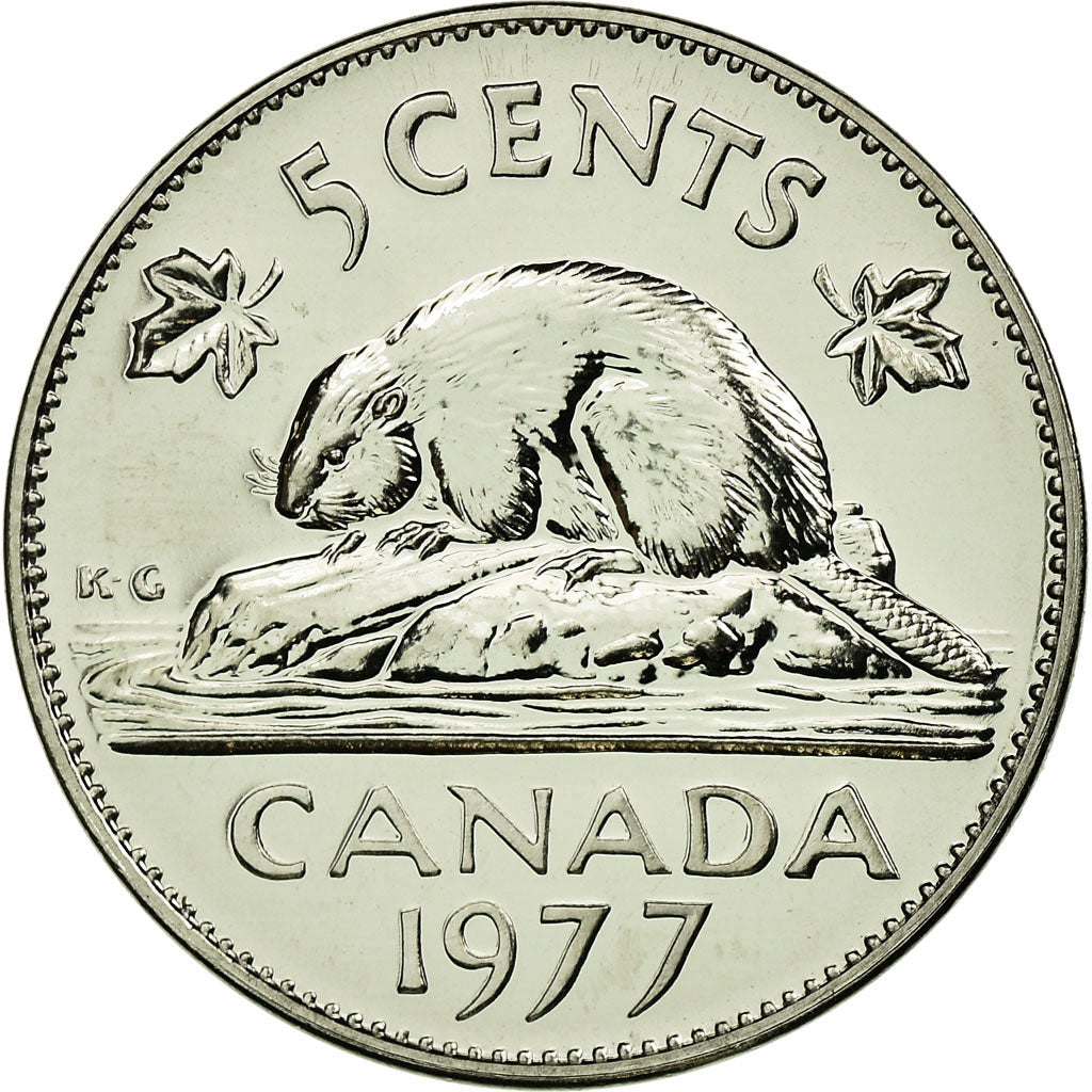 Moneta, Canada, Elizabeth II, 5 Cents, 1977, Royal Canadian Mint, Ottawa