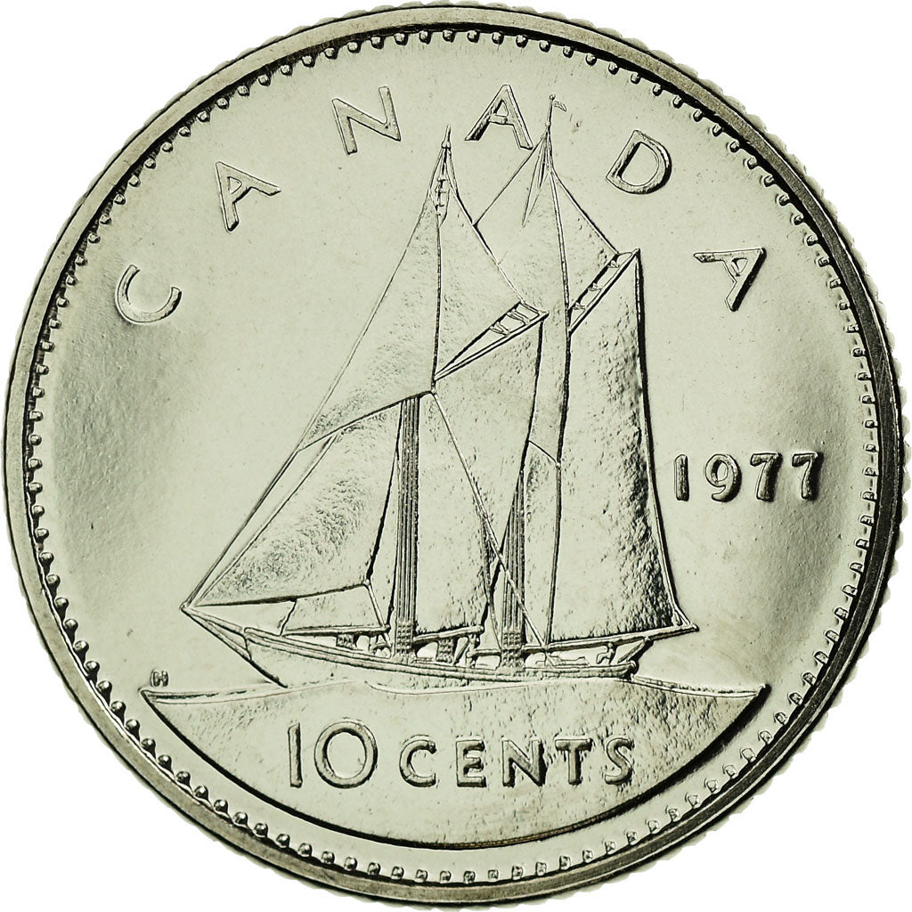 Moeda, Canadá, Elizabeth II, 10 Cents, 1977, Royal Canadian Mint, Ottawa