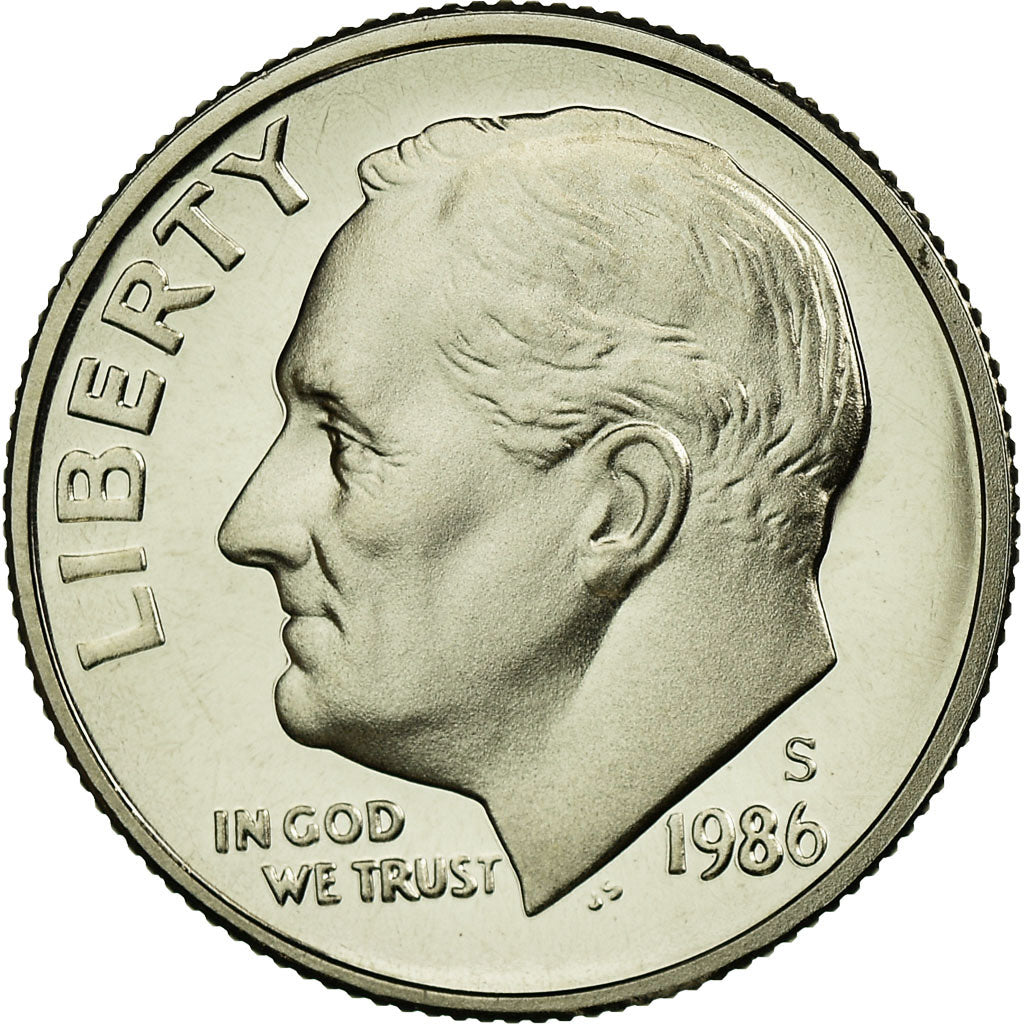 Coin, United States, Roosevelt Dime, Dime, 1986, U.S. Mint, San Francisco