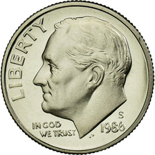 Coin, United States, Roosevelt Dime, Dime, 1986, U.S. Mint, San Francisco