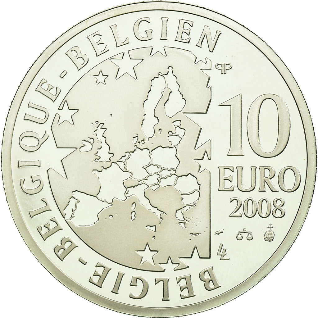 Belgio, 10 Euro, 2008, FDC, Argento, KM:266
