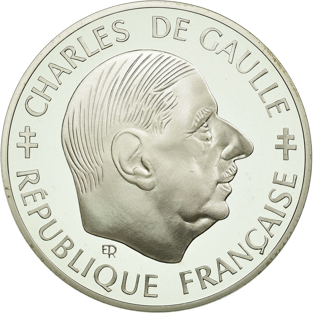Coin, France, Charles de Gaulle, Franc, 1988, Paris, MS(65-70), Silver, KM:978