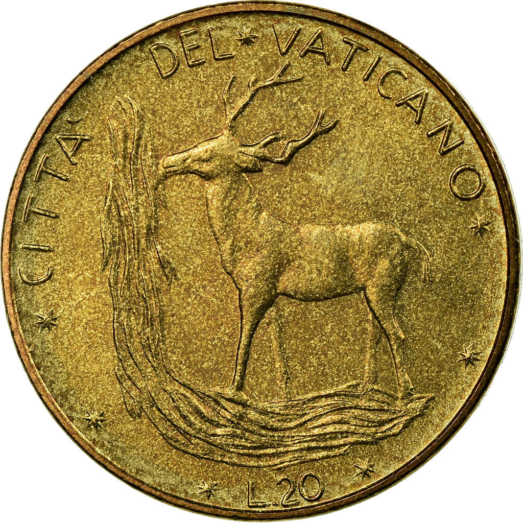 Moneta, PAŃSTWO WATYKAŃSKIE, Paul VI, 20 Lire, 1975, Roma, AU(55-58)