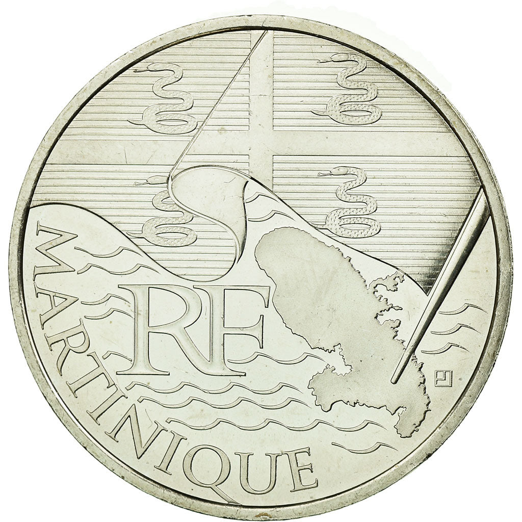 France, 10 Euro, 2010, Martinique, MS(63), Silver, KM:1662
