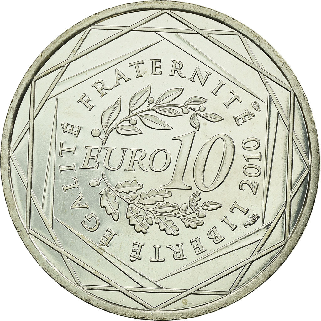 France, 10 Euro, 2010, Guyane, MS(63), Silver, KM:1654