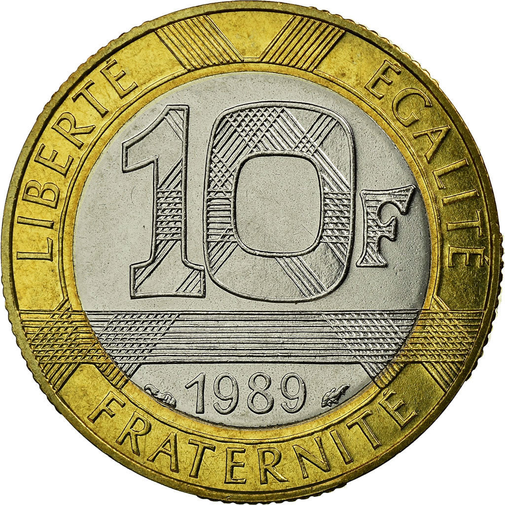 Moneda, Francia, Montesquieu, 10 Francs, 1989, Paris, SC, Bimetálico, KM:969